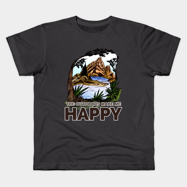 The Outdoors Make Me Happy Kids T-Shirt by adamzworld